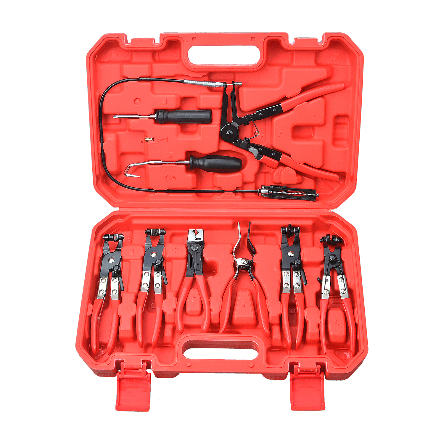Juego de alicates para abrazaderas de manguera, 9 piezas con cable flexible