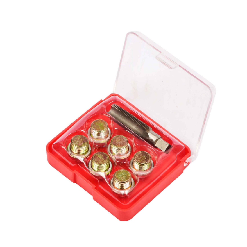 Kit reparador de rosca tapón 15x1,5 de cárter individual con macho y 6 tapones